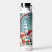 Bouteille D'eau Joyeux Noël/père Noël/neige elfes (Avant)