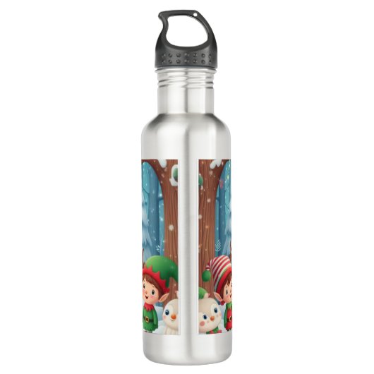 Bouteille D'eau Joyeux Noël/père Noël/neige elfes (Dos)