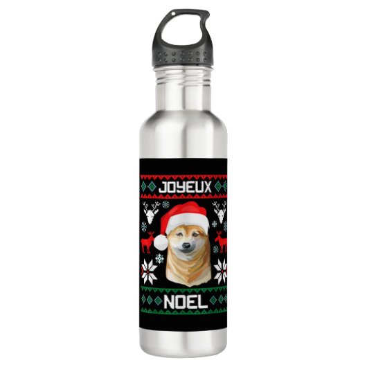 Bouteille D'eau Joyeux Noël Shiba Inu Soft Christmas Chien T Shi (Devant)