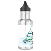 Bouteille D'eau Joyeux Noël ! Snowman avec chat et chiot (Gauche)