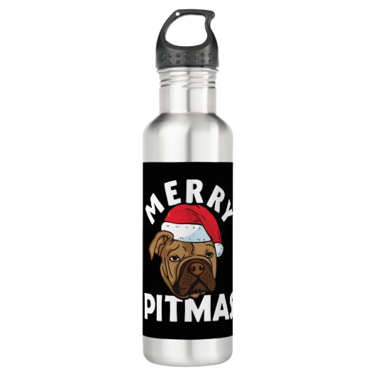 Bouteille D'eau Joyeux Pitmas Pitbull Chien moche de Noël Sweat Tr (Devant)