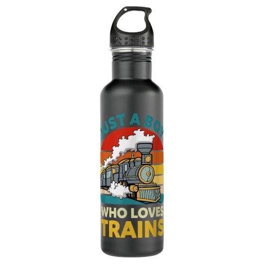 Bouteille D'eau Just A Boy Who Loves Trains Funny Train Toddler Bo (Devant)