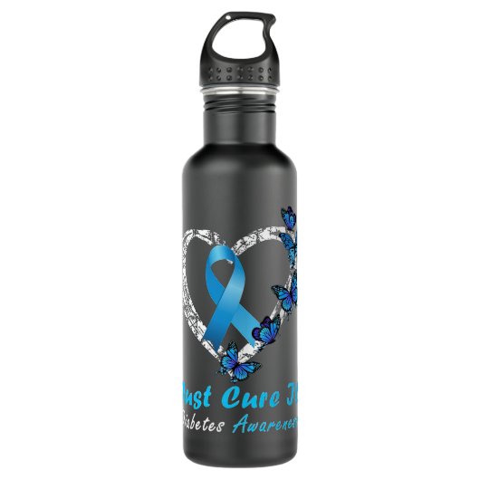 Bouteille D'eau Just Cure It Diabetes Awareness Ribbon Butterfly (Devant)