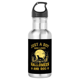 Bouteille D'eau Juste un garçon qui aime Halloween Chien Pleine Lu