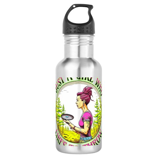 Bouteille D'eau Juste une fille qui aime lancer | Disk Golf (Devant)