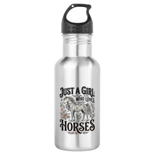 Bouteille D'eau Juste une fille qui aime les chevaux dessin floral
