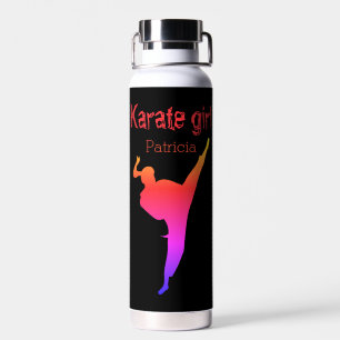 Bouteille D'eau Karate Girl Silhouette Arts martiaux Sports modern