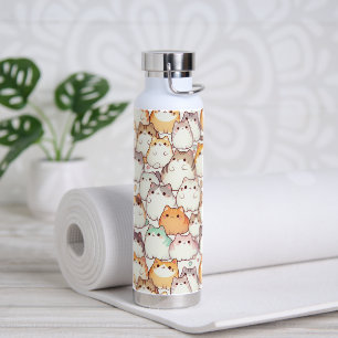 Bouteille D'eau Kawaii Chubby Chats De Cartoon Avec Coeurs