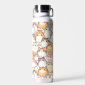 Bouteille D'eau Kawaii Chubby Chats De Cartoon Avec Coeurs (Arrière)