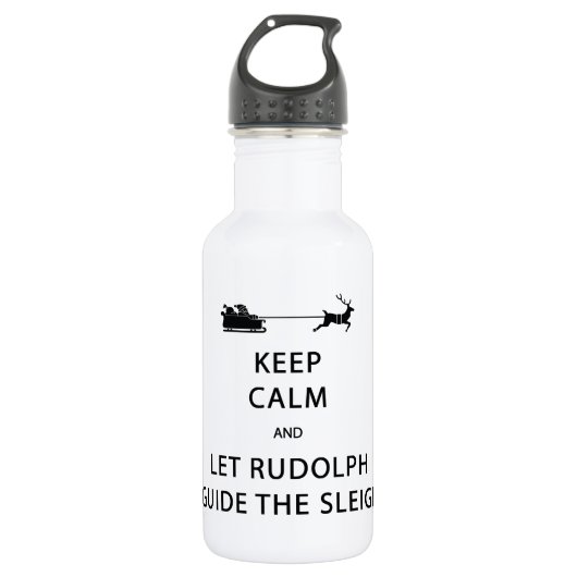 Bouteille D'eau Keep Calm Let Rudolph Guide Sleigh (Devant)