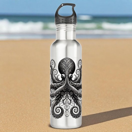 Bouteille D'eau Kraken Steampunk Octopus Ornate Black