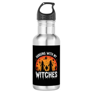 Bouteille D'eau La fête d'Halloween avec mes sorcières lune vintag