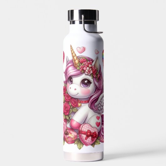 Bouteille D'eau La mignonne Saint Valentin licorne (Gauche)