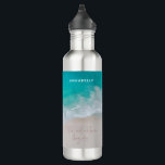 Bouteille D'eau La plage de sable tropical de l'océan a personnali<br><div class="desc">Plage de sable tropical océan personnalisé l'aventure commence design.</div>