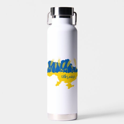 Bouteille D'eau La typographie ukrainienne et l'oreille au blé sur (Avant)