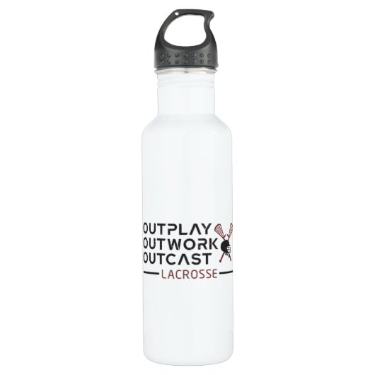 Bouteille D'eau Lacrosse Player Outplay Outwork Outcast Lax Cadeau (Devant)