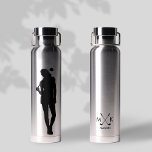 Bouteille D'eau Lady Silver avec noir | Monogramme de Golfer moder<br><div class="desc">Ce design moderne de bouteille d'eau comprend un golfeur et vos initiales en texte noir gras pour un look simple,  élégant,  mais professionnel. Ajoutez votre nom et faites-le le vôtre.</div>