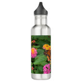 Bouteille D'eau Lantana florale rose jaune vert avec papillon (Gauche)