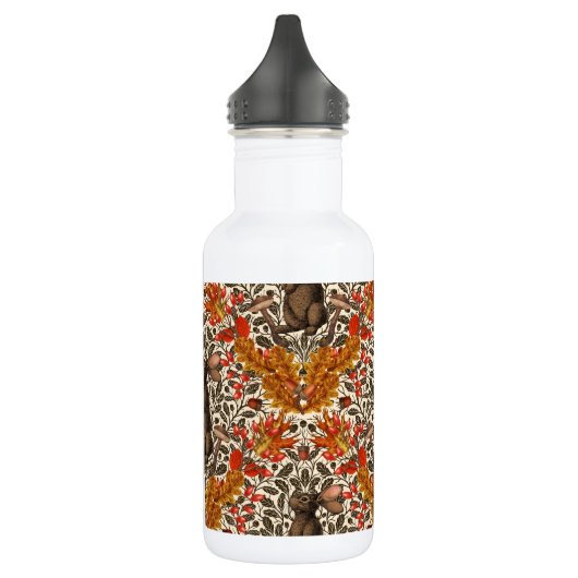 Bouteille D'eau Lapin d'automne sur blanc (Gauche)