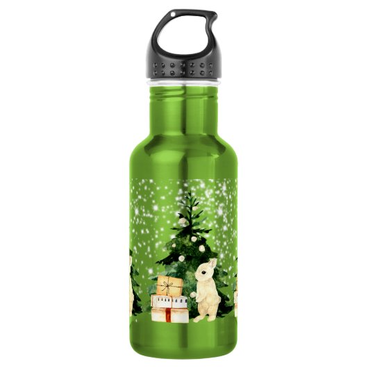 Bouteille D'eau Lapin de Noël (Devant)