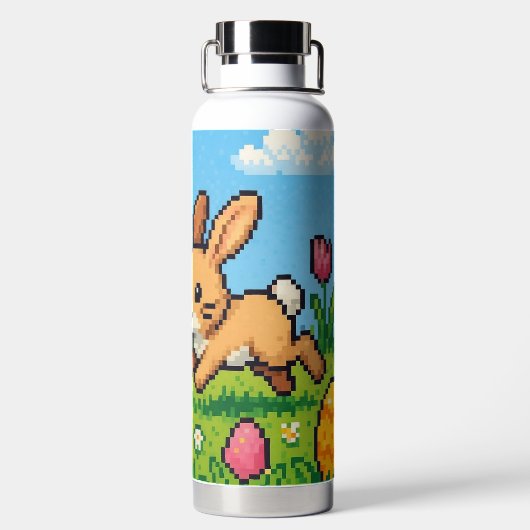 Bouteille D'eau lapin de Pâques mignon 8 bits (Plage)
