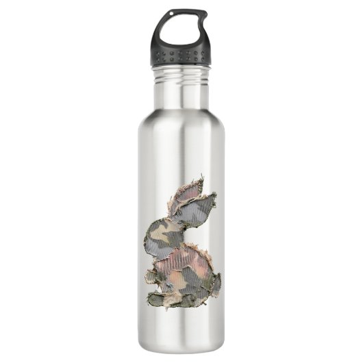 Bouteille D'eau Lapin Drôle Crochet Patchwork Camo Lapin Heureux E (Devant)