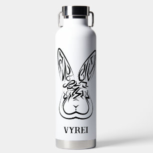 Bouteille D'eau Lapin tribal noir et blanc