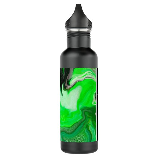 Bouteille D'eau L'art numérique vert en marbre fluide (Gauche)