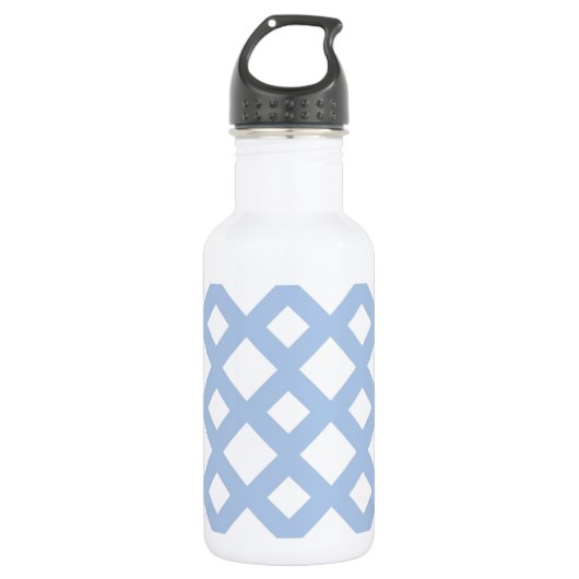 Bouteille D'eau Lattice bleu clair sur blanc (Devant)