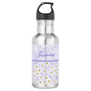 Bouteille D'eau Lavande et marguerites blanches et dentelle de lav
