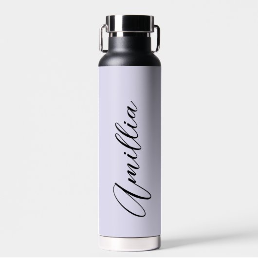 Bouteille D'eau Lavande personnalisée en noir Script Mariage Eau (Avant)