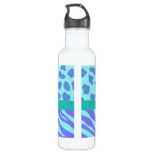 Bouteille D'eau Lavande & Turquoise Zebra & Cheetah Pink Flower (Dos)