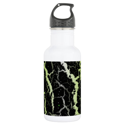 Bouteille D'eau Lave spatiale fissurée - Blanc/Lime (Devant)