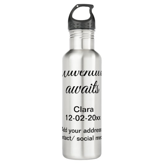 Bouteille D'eau L'aventure commence ajouter nom date année lieu (Devant)