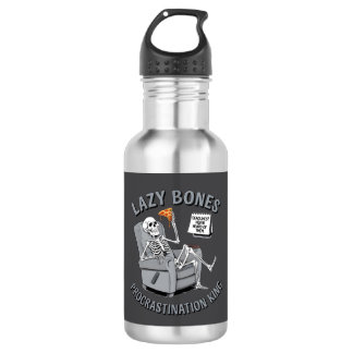 Bouteille D'eau Lazy Bones - Procrastination King Funny Skeleton