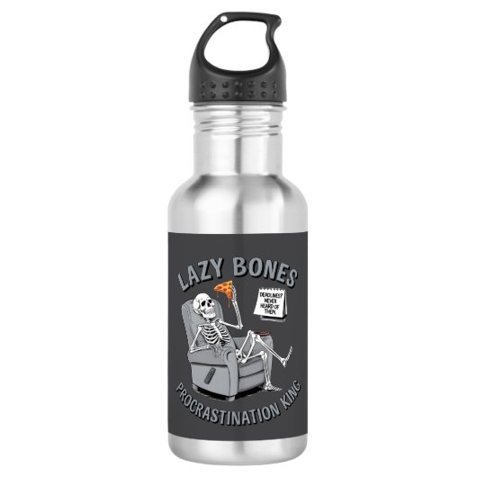 Bouteille D'eau Lazy Bones - Procrastination King Funny Skeleton (Devant)