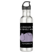 Bouteille D'eau Lazy Hippo Je vais conquérir le monde demain (Devant)