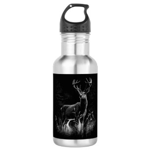 Bouteille D'eau Le cerf majestueux en pleine nature - Art noir et