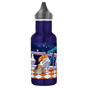 Bouteille D'eau Le chien regarde à travers le télescope