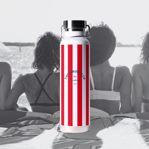 Bouteille D'eau Le club de natation Crest Red Cabana Stripe