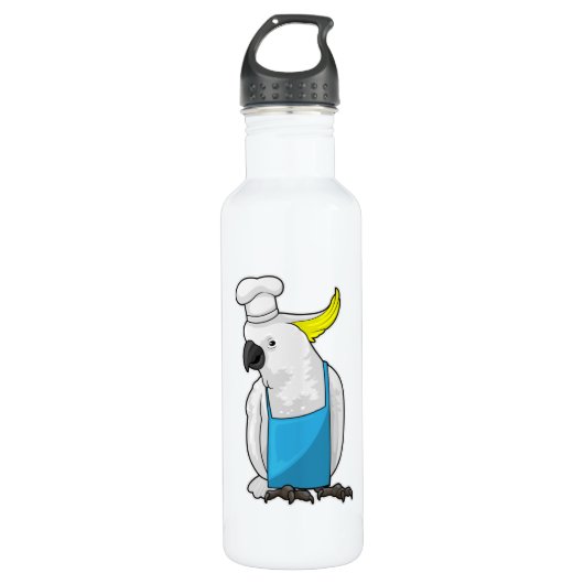 Bouteille D'eau Le perroquet en tant que chef avec casquette Cuisi (Devant)