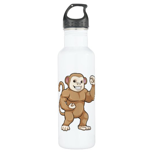 Bouteille D'eau Le singe comme culturiste au Bodybuilding (Devant)
