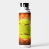 Bouteille D'eau Le softball de SlipperyJoe sur feu flammes feu feu (Gauche)