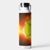 Bouteille D'eau Le softball de SlipperyJoe sur feu flammes feu feu (Avant)