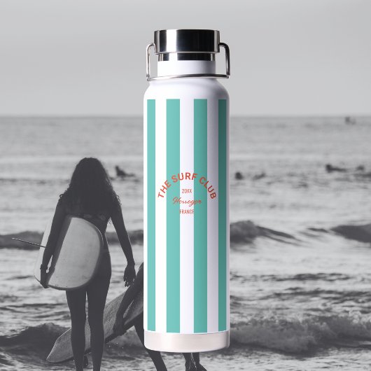 Bouteille D'eau Le Surf Club Crest Turquoise Cabana Stripe