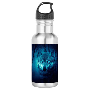 Bouteille D'eau Le visage du loup dans la forêt de imaginaire som