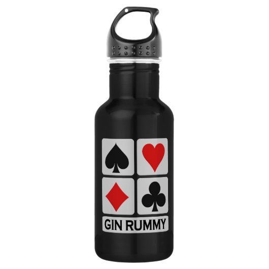 Bouteille D'eau Lecteur Gin Rummy personnalisé (Devant)