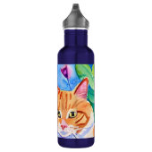 Bouteille D'eau Les chats sont ma tribu | Chat orange et fleurs (Droite)