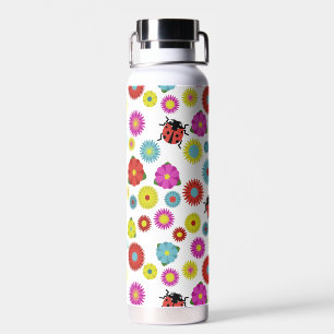 Bouteille D'eau Les coccinelles dans le jardin parmi les fleurs