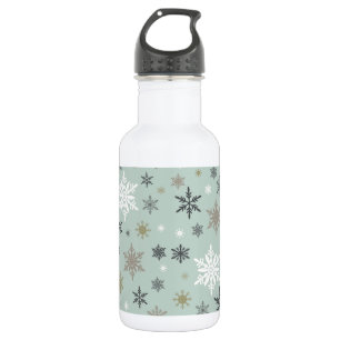 Bouteille D'eau les flocons de neige modernes vintages en hiver